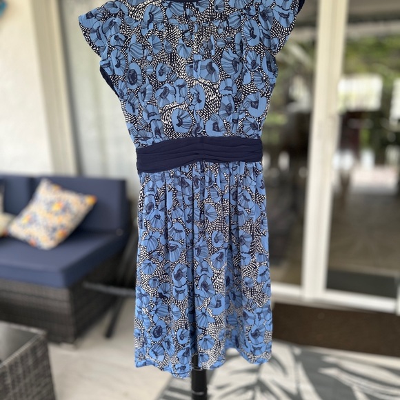 H&M Blue Midi Sundress with Plunge Neckline and Flutter Sleeves - Picture 3 of 3